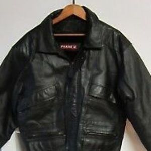 Black 100% Leather Coat men’s